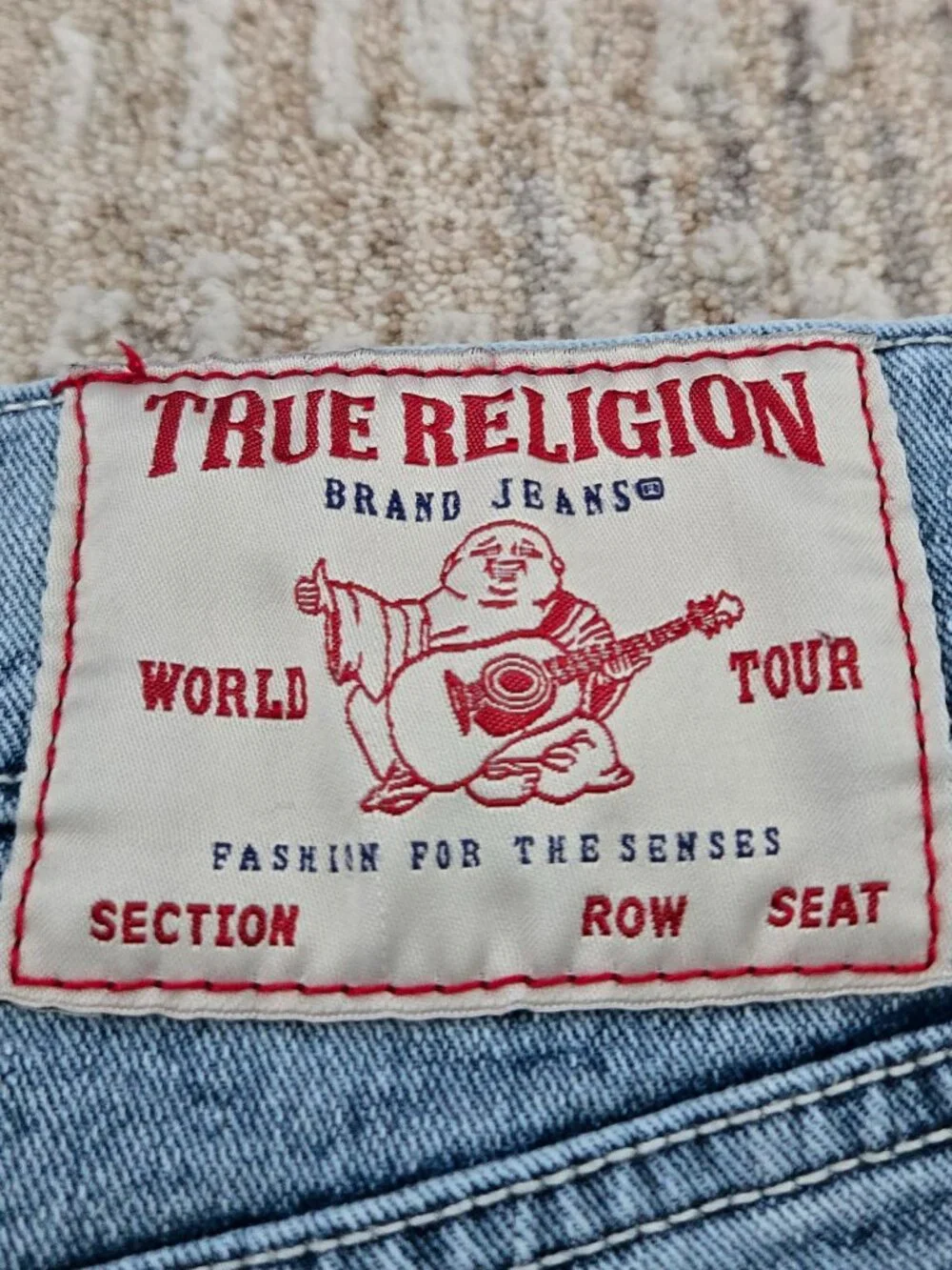 True Religion Rocco Relaxed Skinny Jean Shorts Mens Medium Wash Jorts Stretch 30